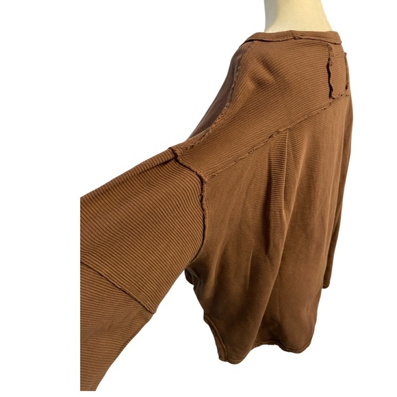 🔥Host Pick🔥Free People We The Free NWT Total Eclipse Tee Sz L Ribbed Long Sleeve - Picture 10 of 16